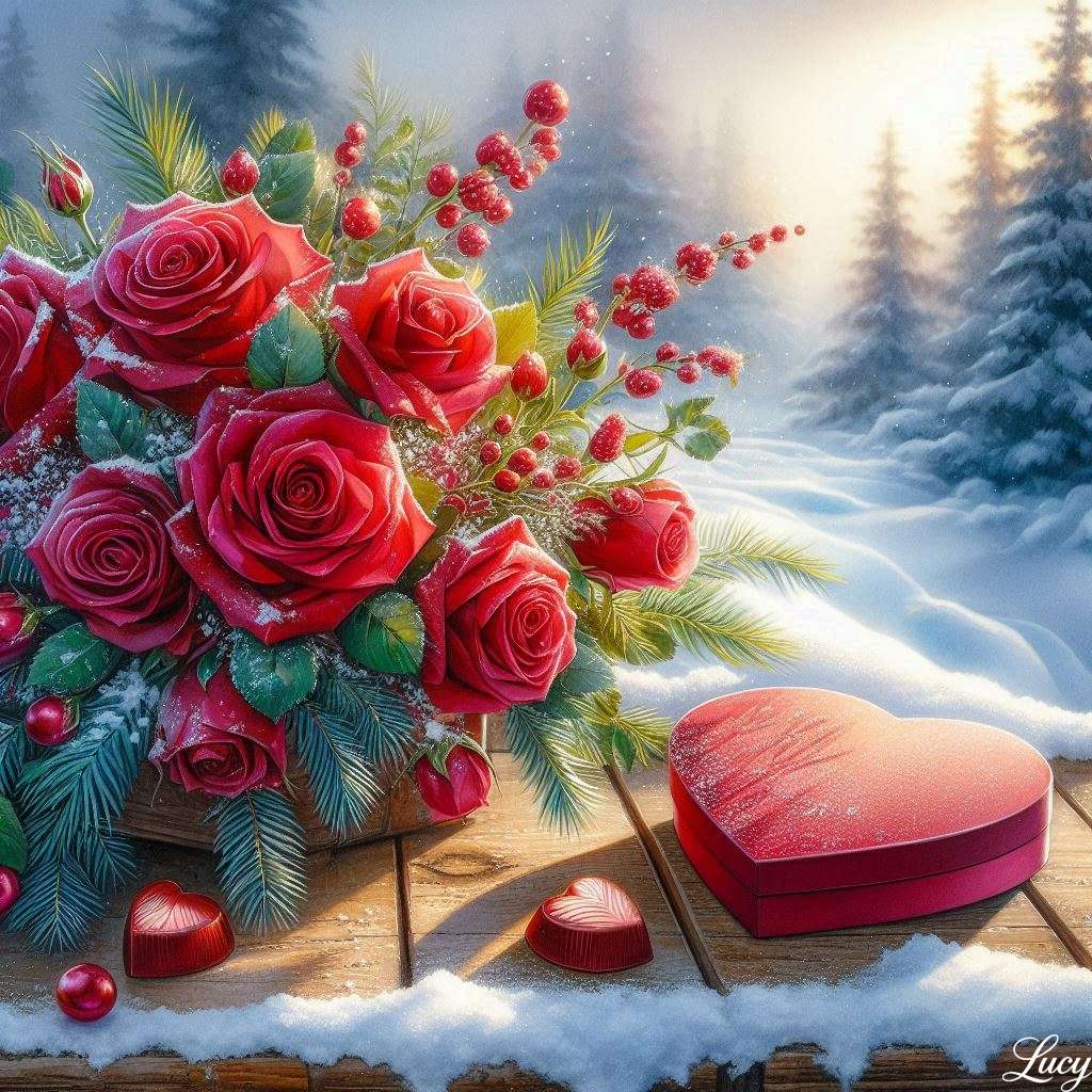 A beautiful floral arrangement of red roses online puzzle