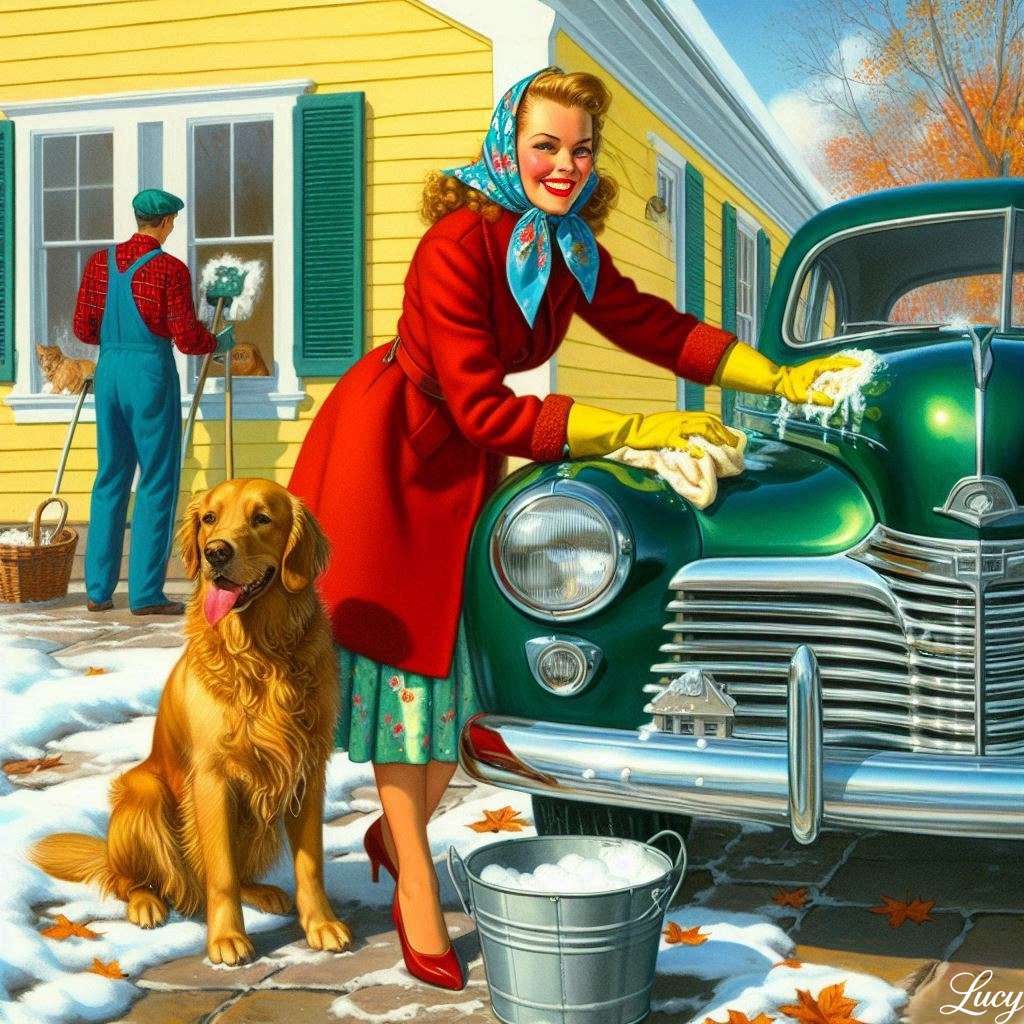 Téli külvárosi autóút kirakós online