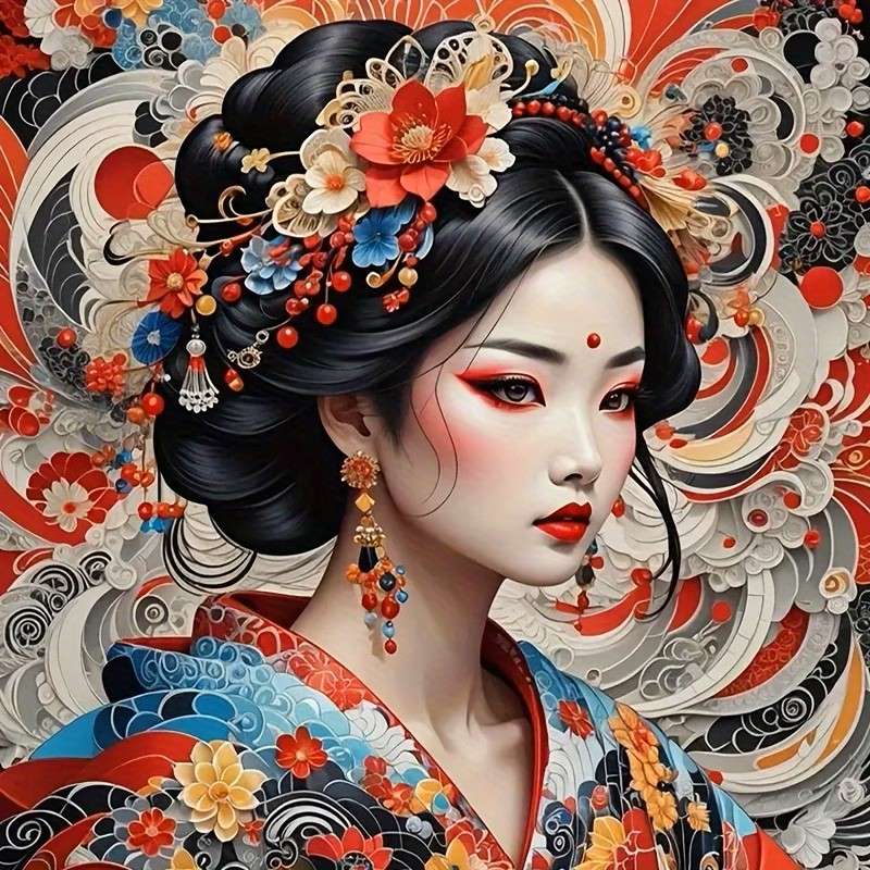 young Japanese woman in a kimono jigsaw puzzle online