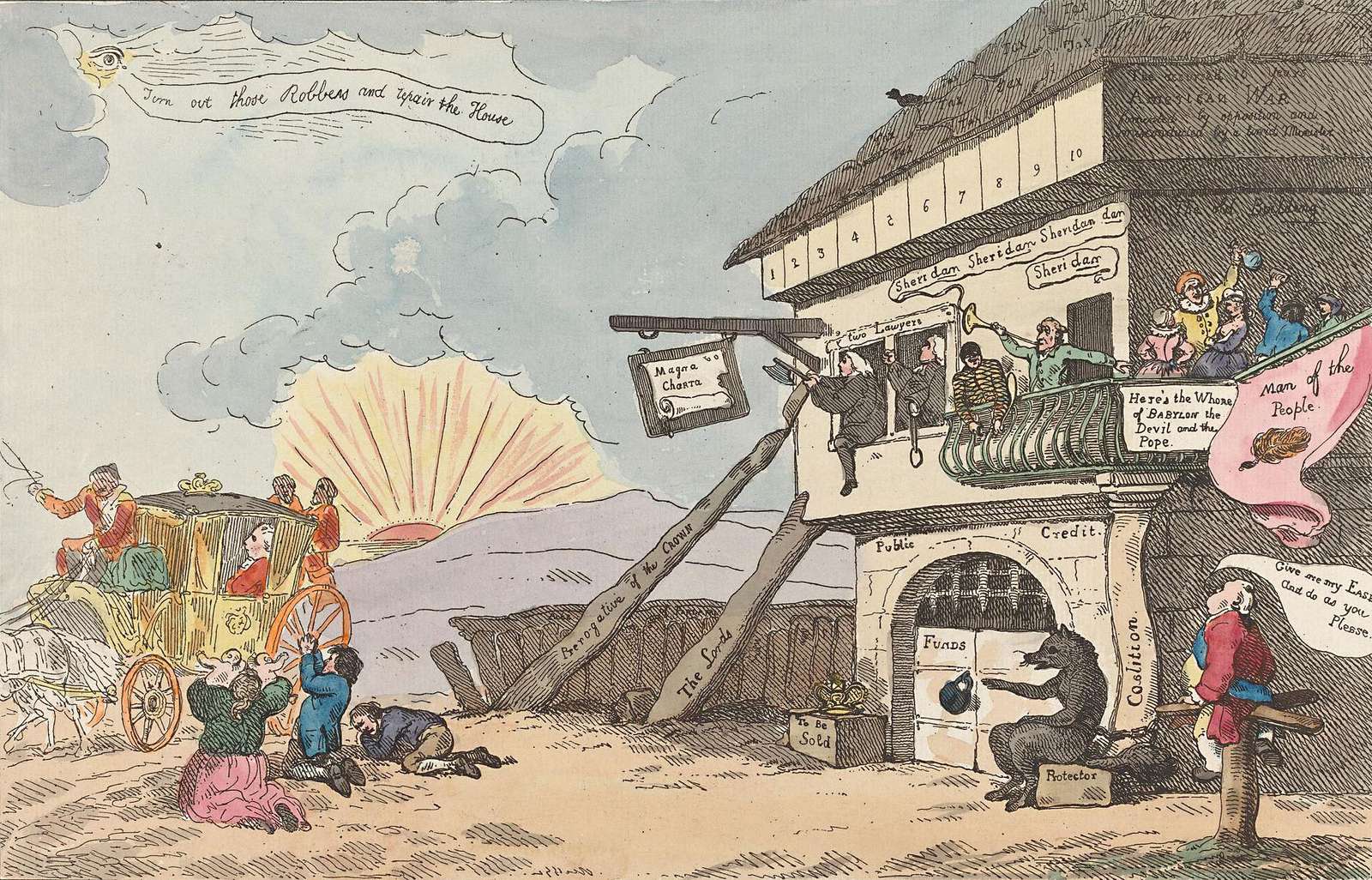 Gillray, J - 1784 - Kilátás a régi házból kirakós online