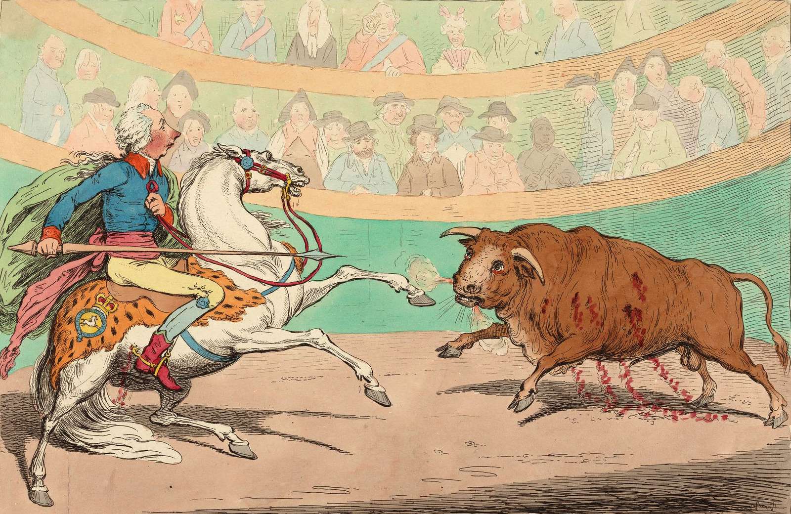Gillray, J - 1795 - The royal bullfight online puzzle