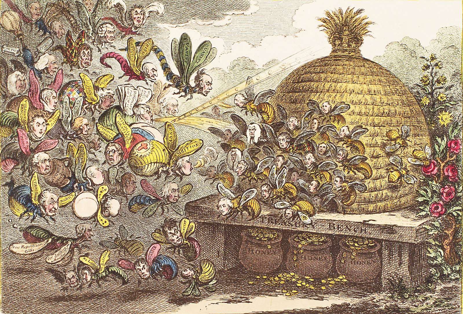 Gillray, J - 1808 - I droni prendono d'assalto l'alveare puzzle online