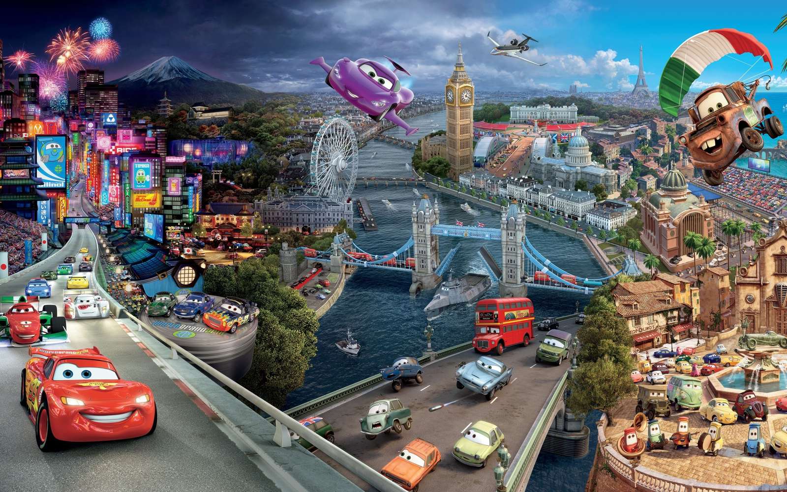 Locandina del tour mondiale di Cars 2 puzzle online