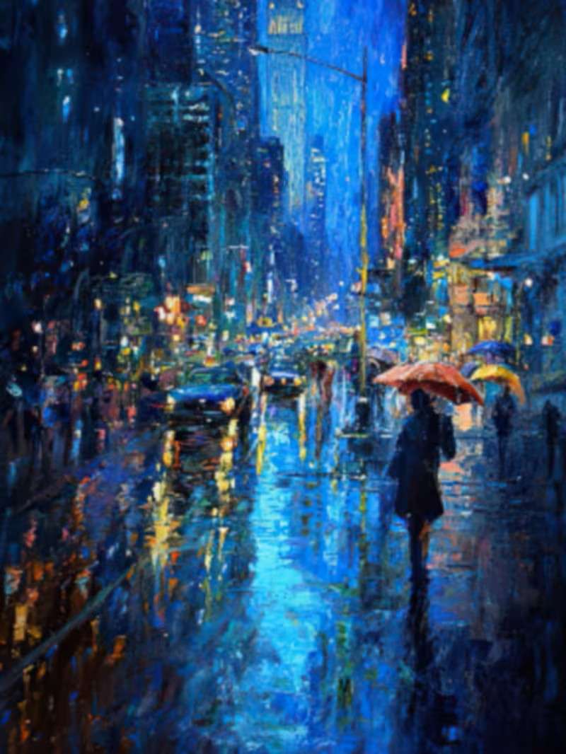 strada cittadina sotto la pioggia puzzle online