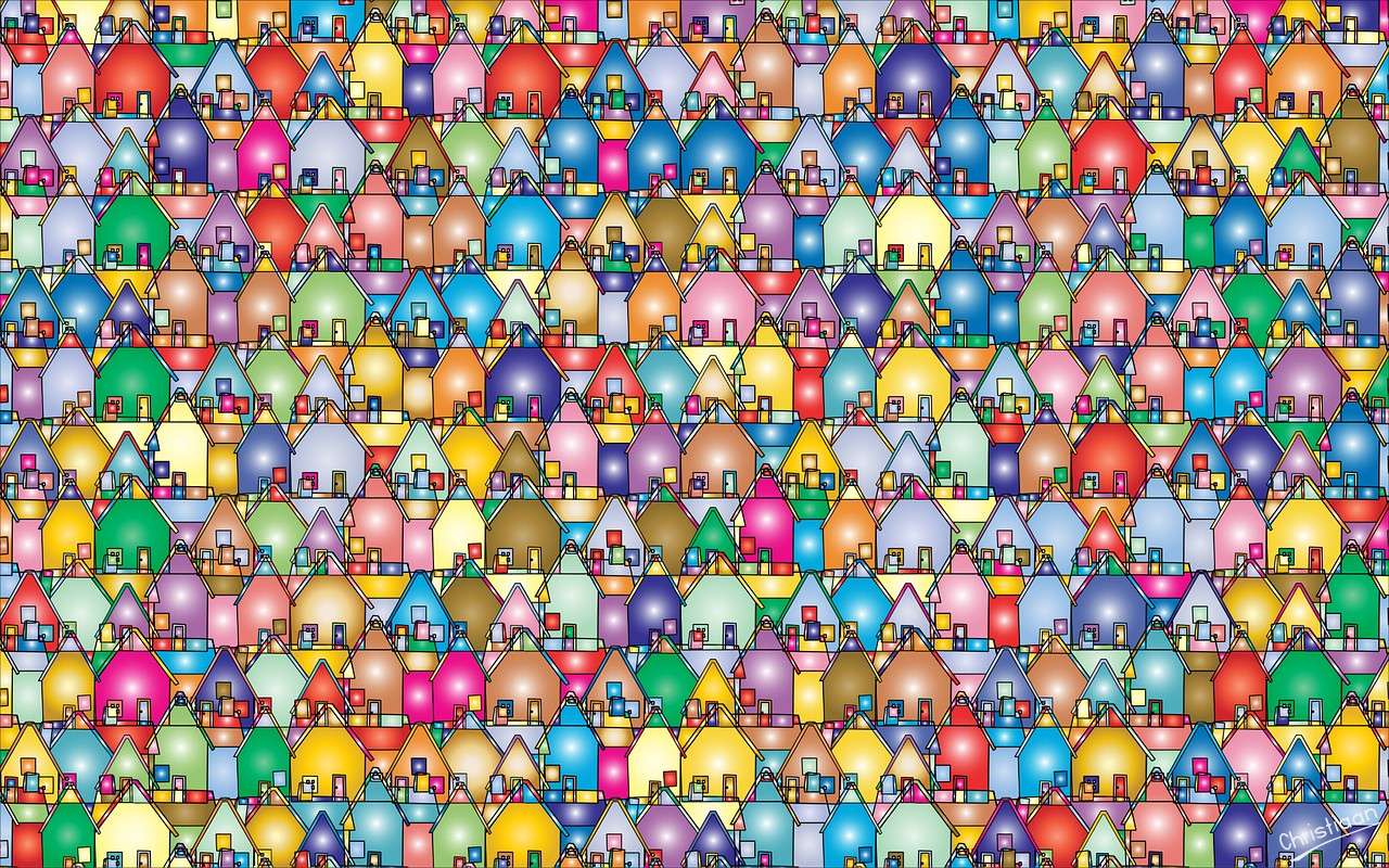 Casas, Bairro, Cores, Cidade. quebra-cabeças online