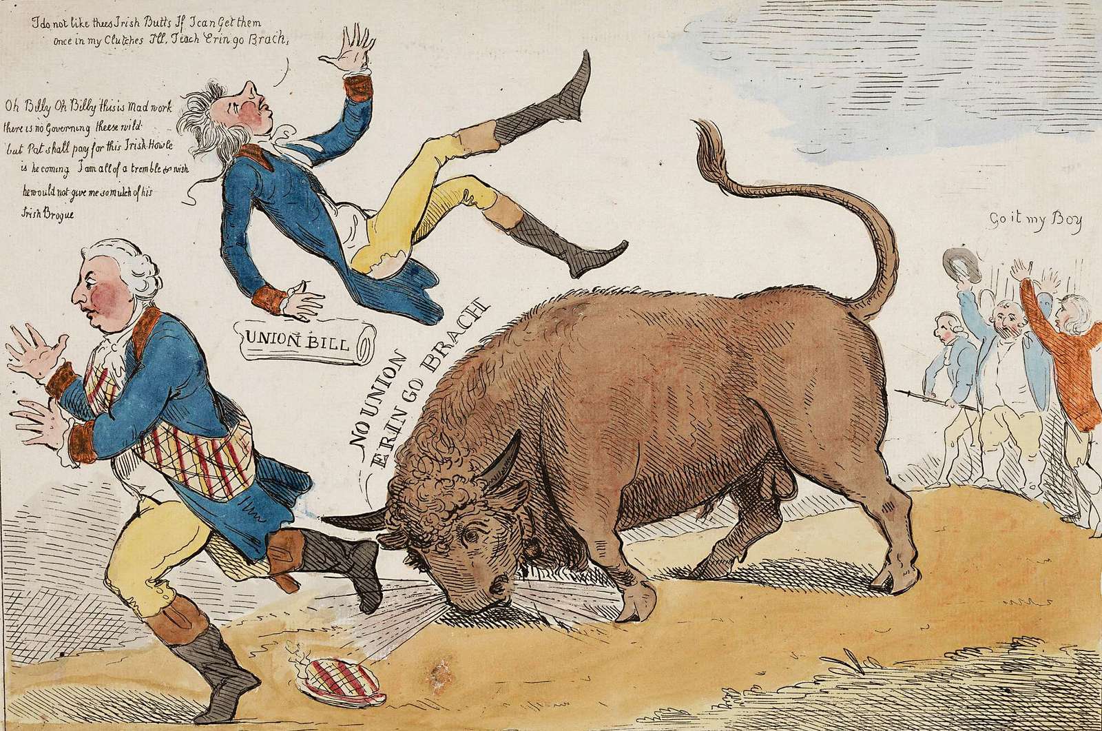 Cruikshank, R - 1799 - The Irish bull is on the loose jigsaw puzzle online