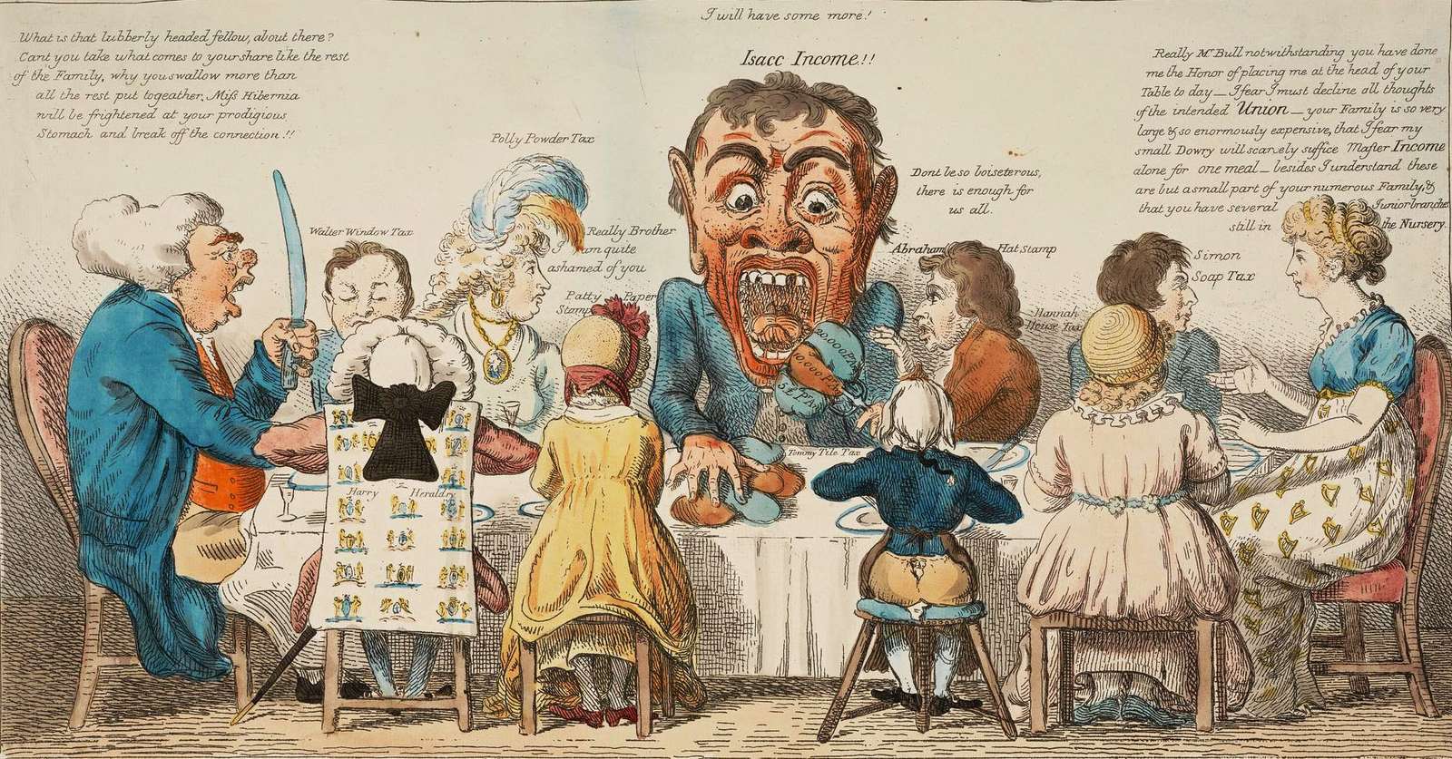 Cruikshank, R - 1799 - Miss Hibernia's Family Dinner jigsaw puzzle online