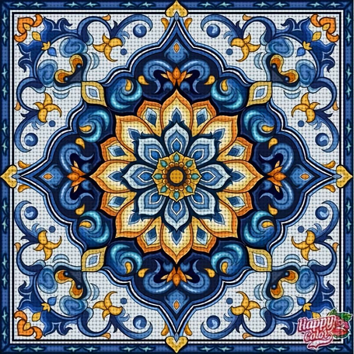 niebieska mandala puzzle online