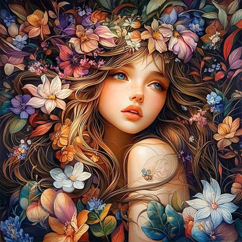 faccia da ragazza di fiori puzzle online