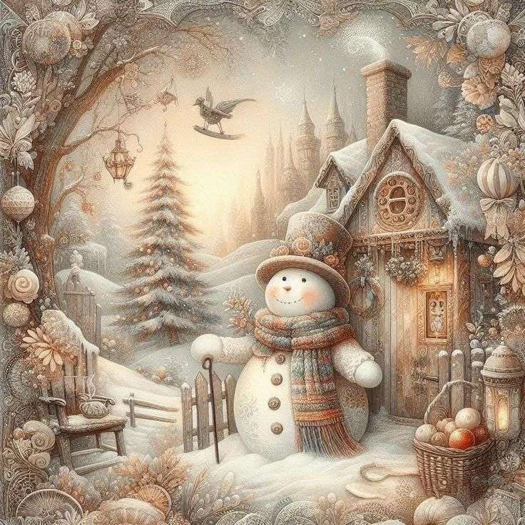 drăguț om de zăpadă puzzle online