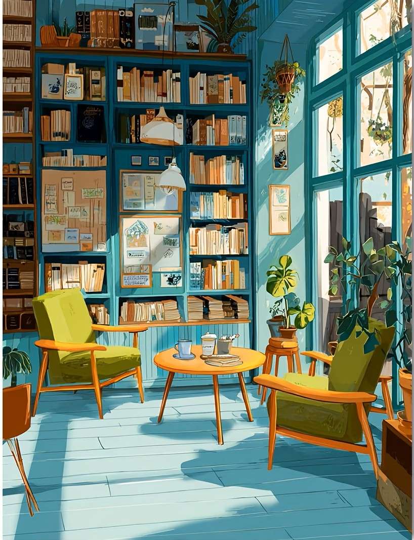 Blaues Zimmer aus den 1960er Jahren Online-Puzzle