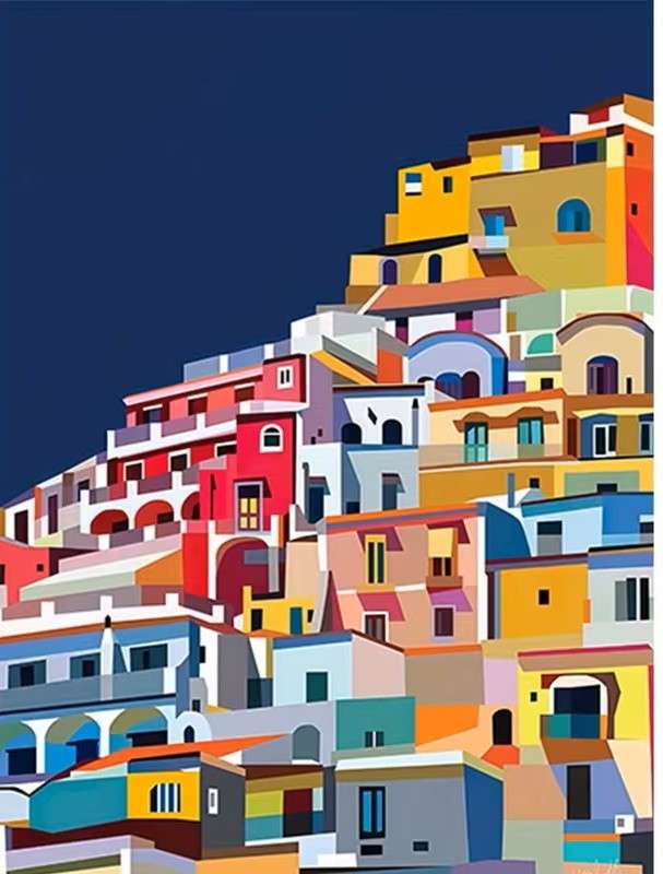 facciate colorate delle case sulla costa puzzle online