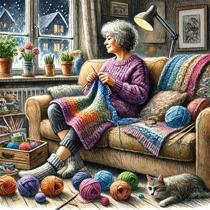 soirée d'hiver avec travaux d'aiguille puzzle en ligne