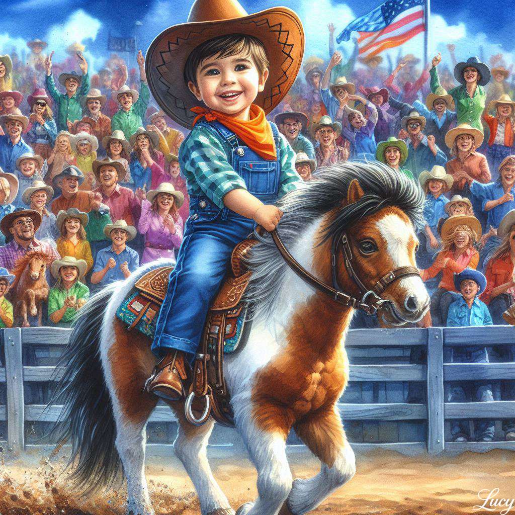 Junge Cowboy reitet beim Rodeo auf einem Pony Online-Puzzle