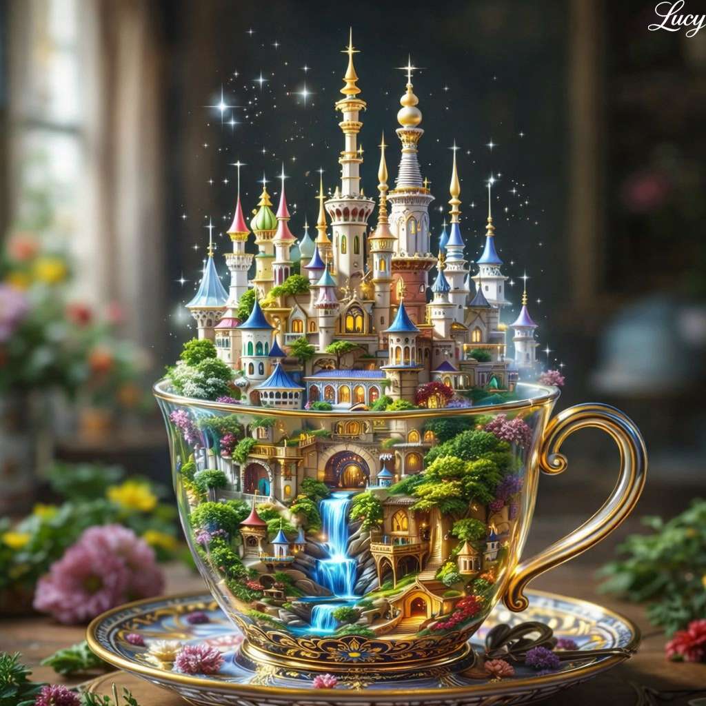 Fantasieschloss in einer Teetasse Online-Puzzle
