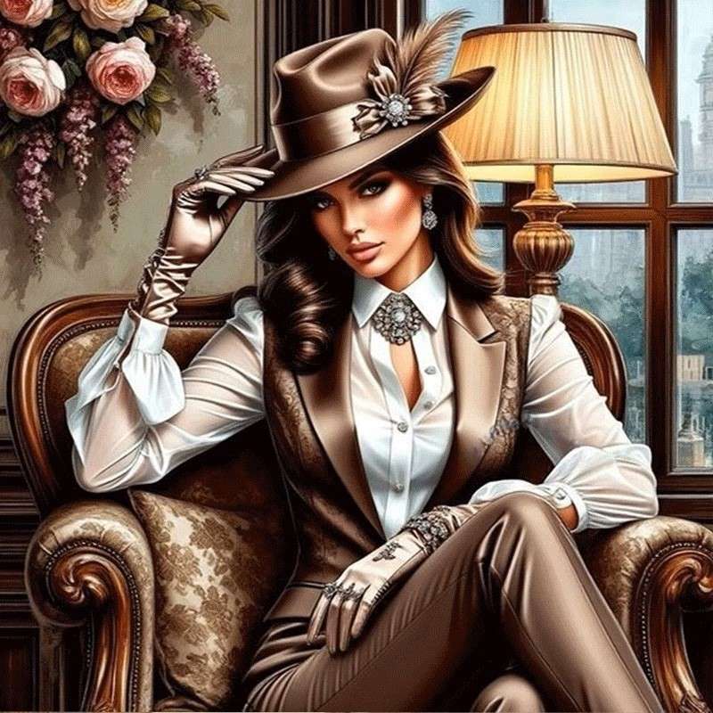 woman dressed in cowboy style jigsaw puzzle online