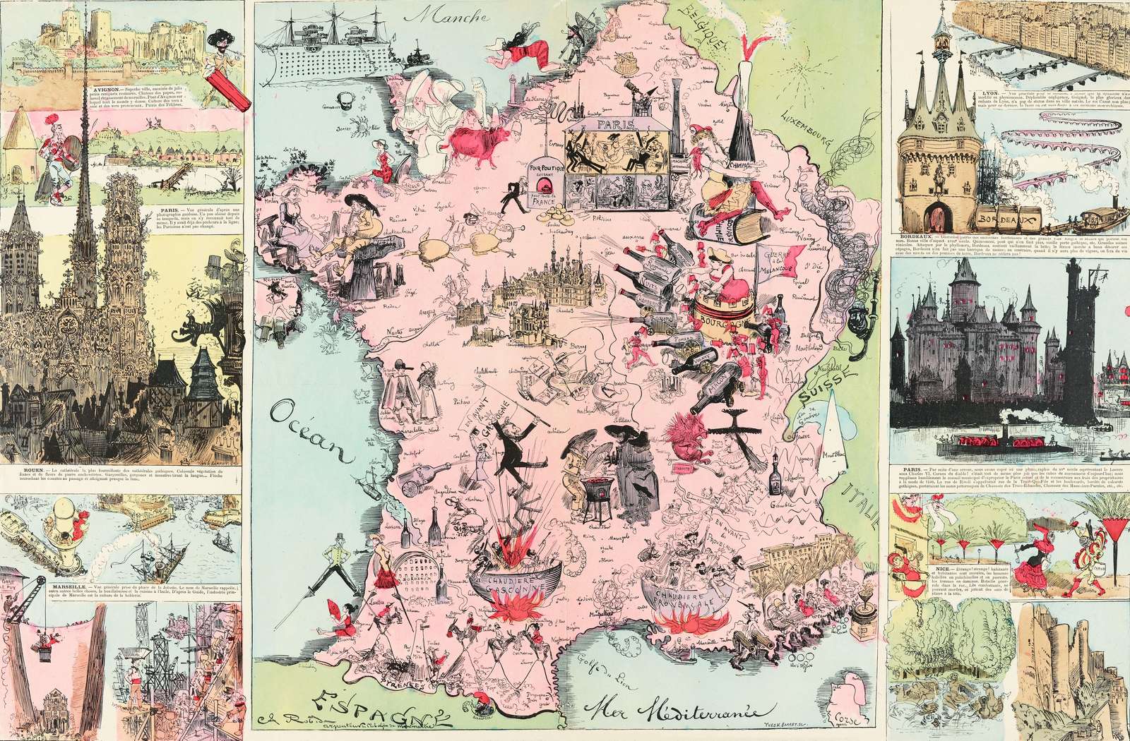 Robida A -1882- Nová mapa Francie skládačky online