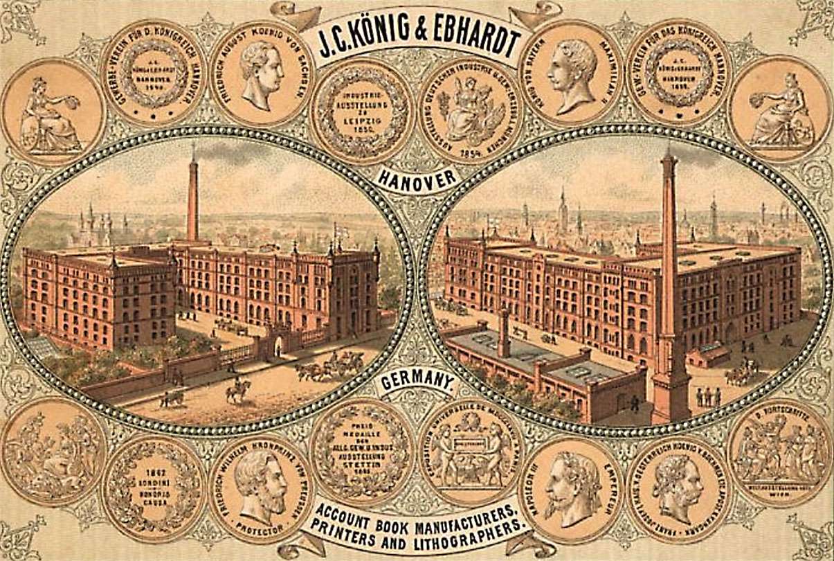 Cartão de visita comercial de König & Ebhardt - 1880 quebra-cabeças online