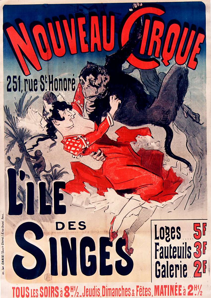 Chéret J -1888- Nouveau Cirque - L'Ile des Singes puzzle online