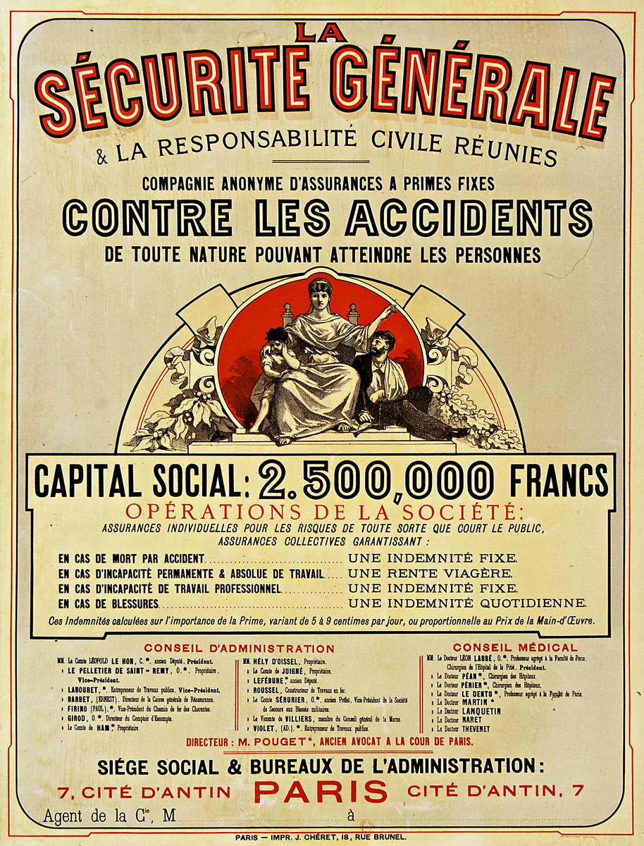 Chéret J -1875- La Sécurité Générale - Wypadki puzzle online