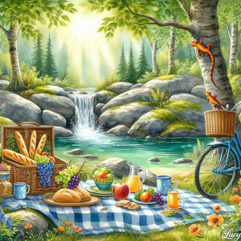 Mały wodospad kaskadowy pomiędzy szarymi skałami puzzle online