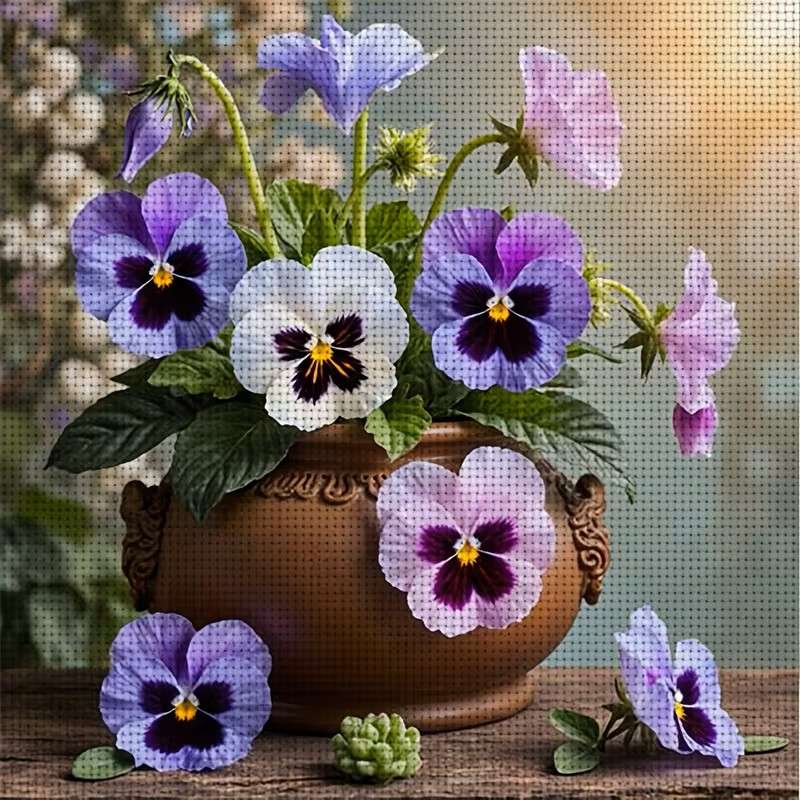 graziose viole del pensiero in una pentola puzzle online