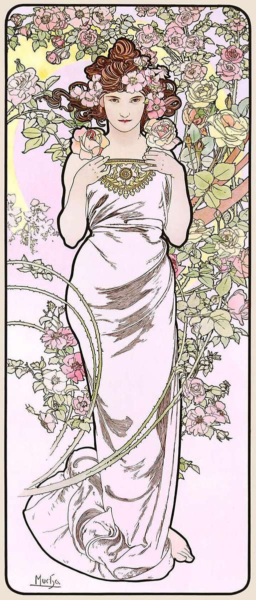 Mucha A -1898- Rose jigsaw puzzle online