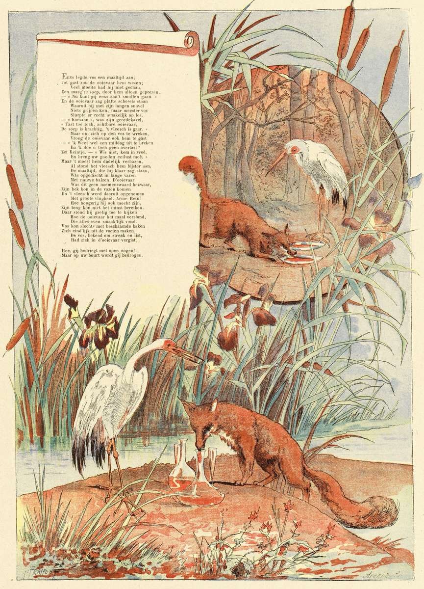 Fraipont G -1890- Räven och storken pussel på nätet