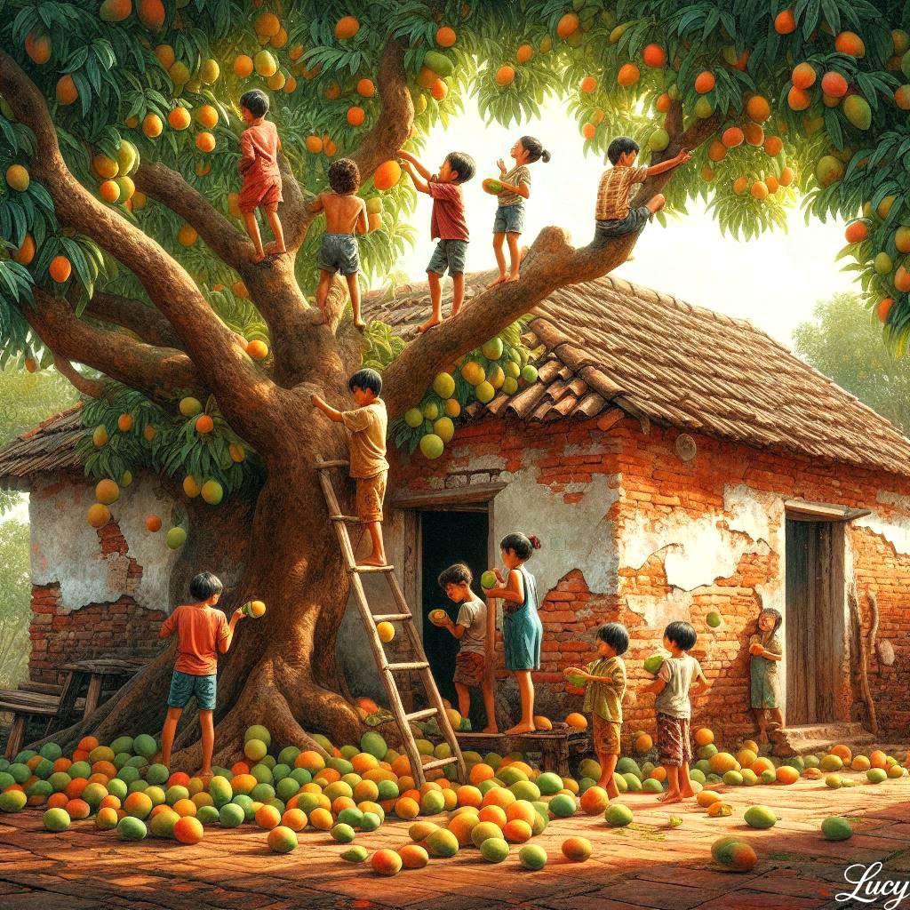 Los niños cosechan mangos maduros rompecabezas en línea