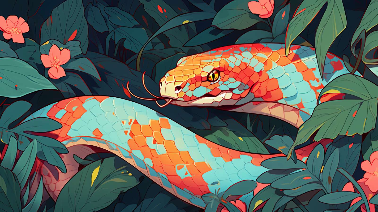 Serpentine Elegance: Had generovaný AI online puzzle