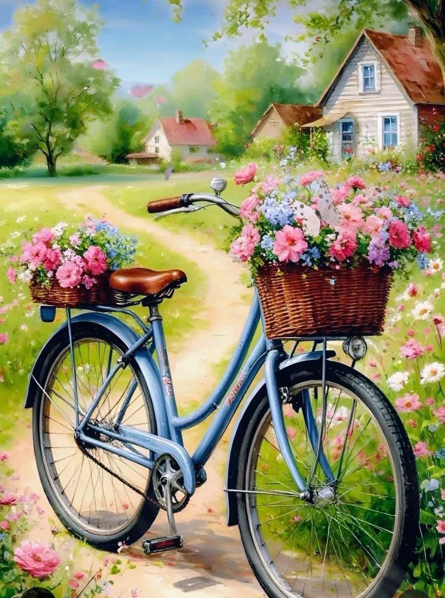 Des fleurs dans les paniers des vélos puzzle en ligne