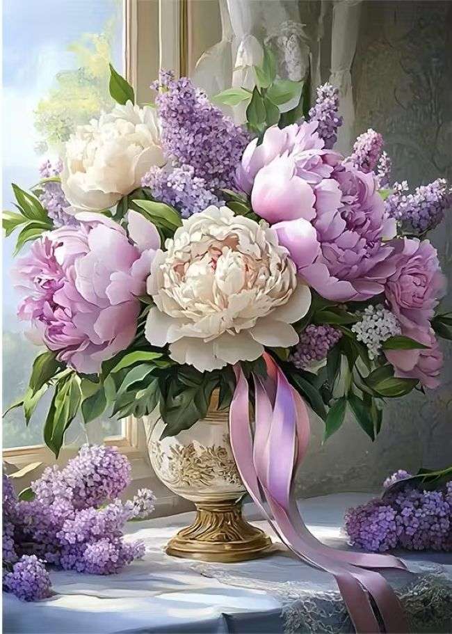 beautiful peonies in a vase jigsaw puzzle online