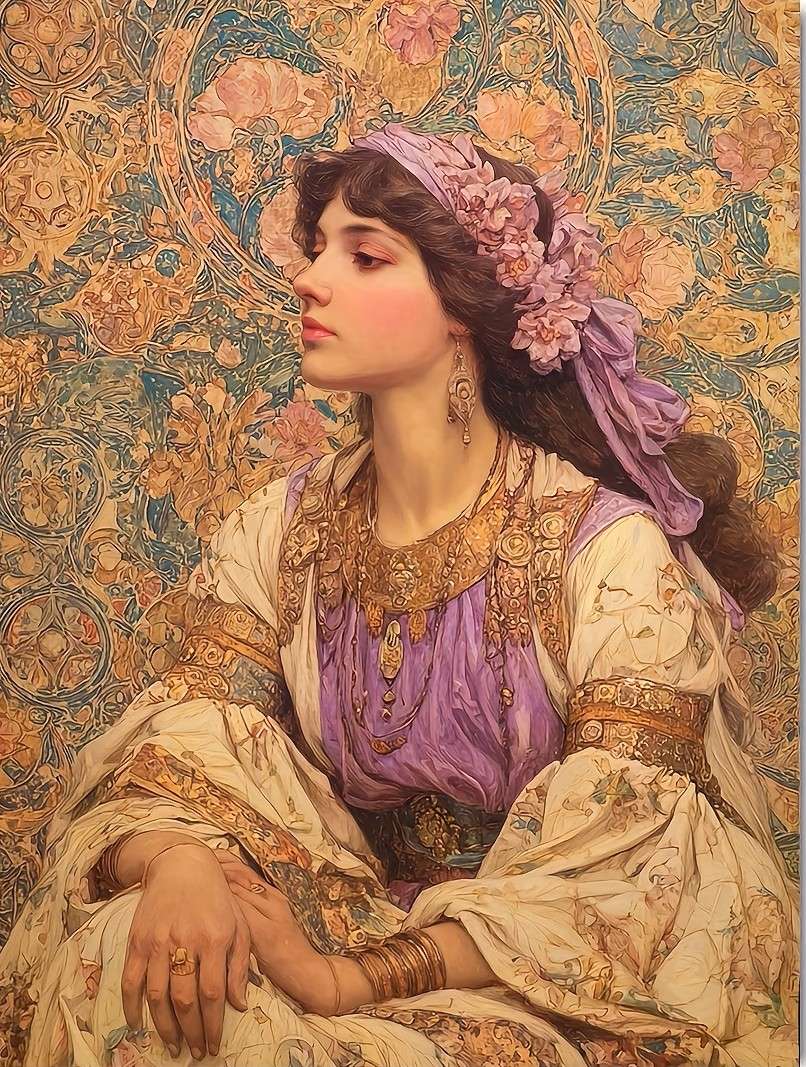 vrouw in boho-stijl outfit online puzzel