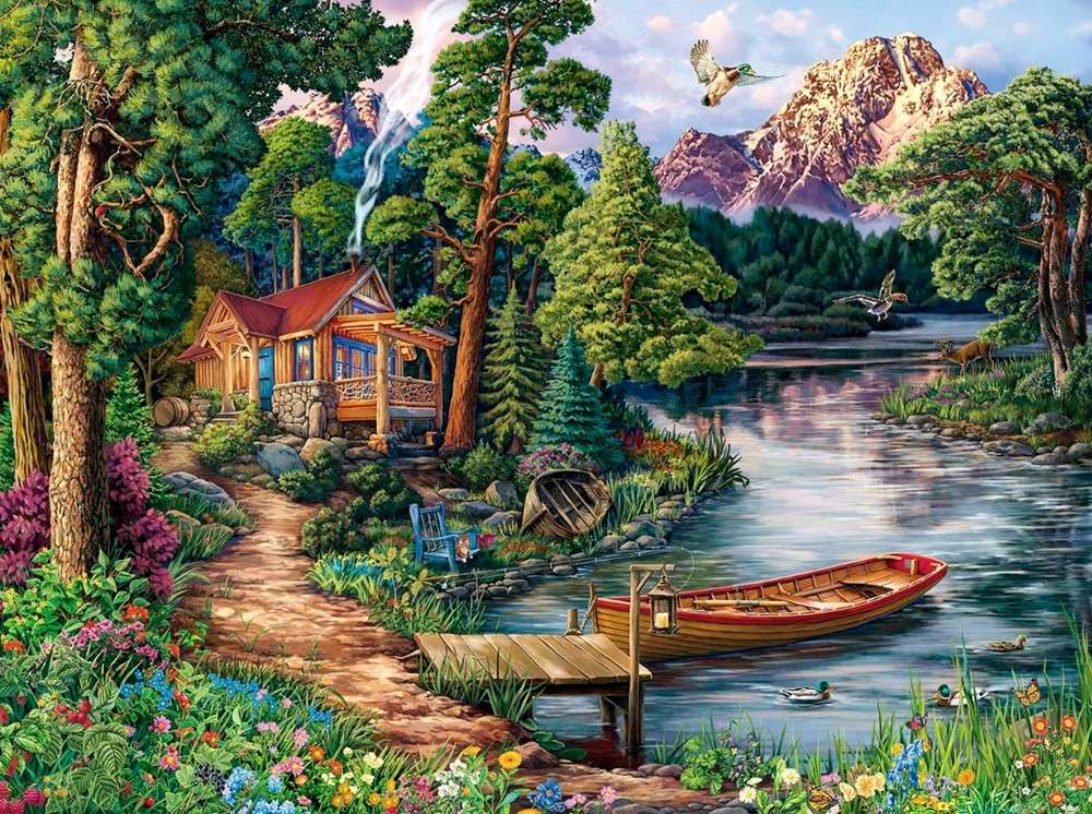 Hütte am Fluss Puzzlespiel online