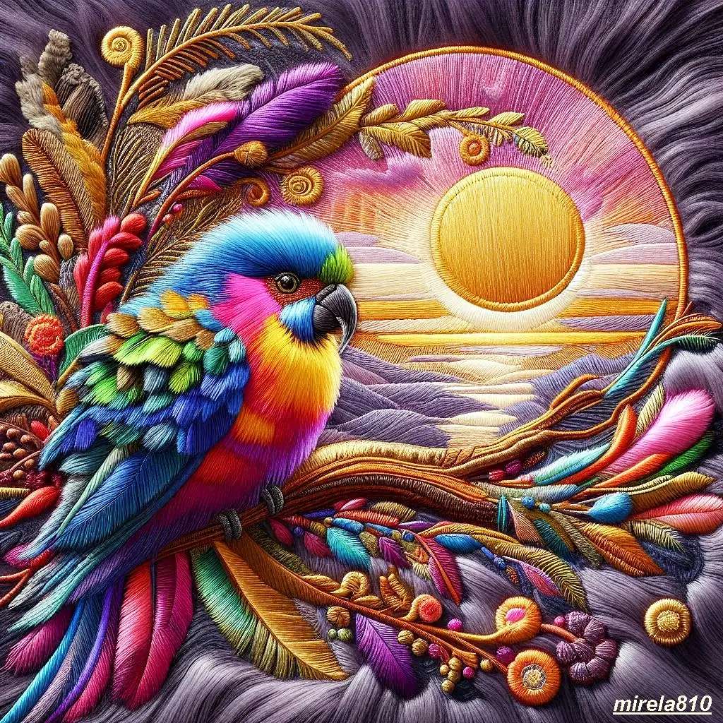 Mandala, pájaro y amanecer. rompecabezas en línea