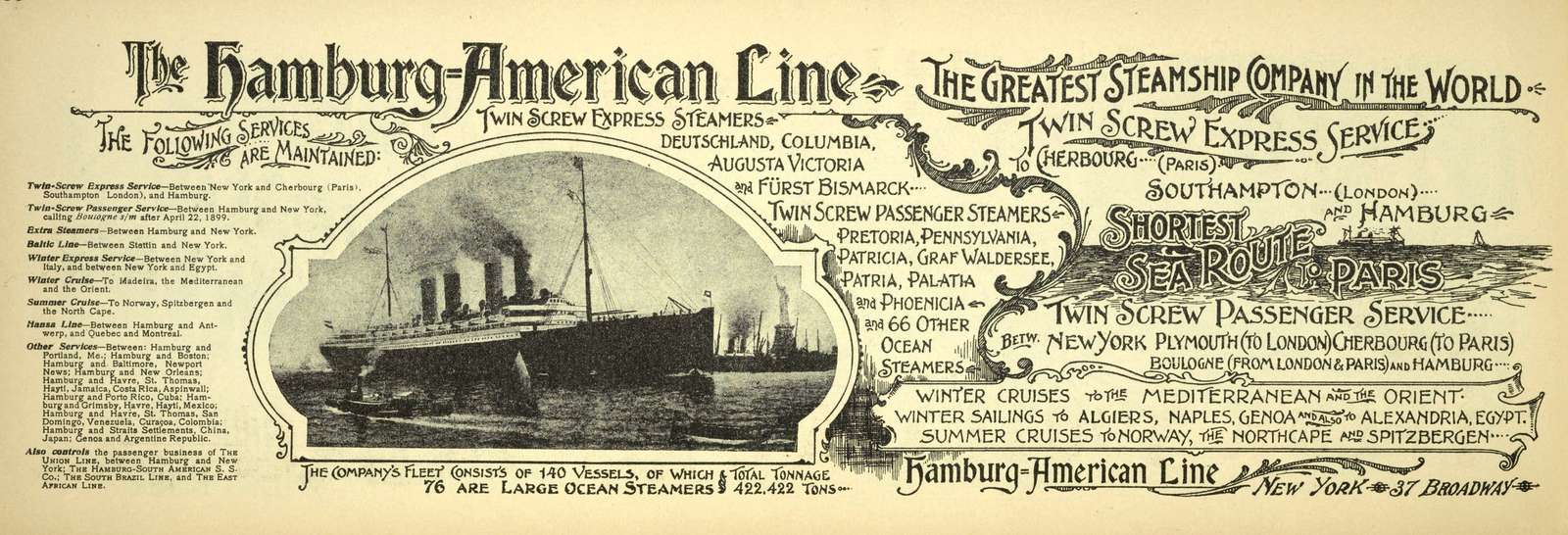 Anoniem -1899- De Hamburg-Amerikaanse lijn legpuzzel online