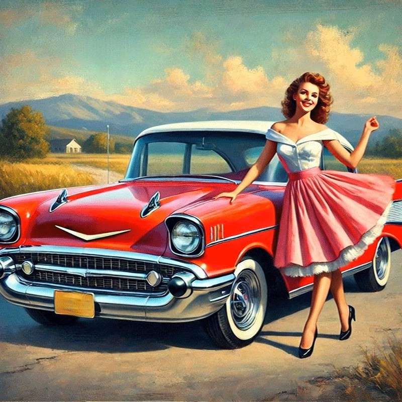 Amerikanischer Klassiker und Mädchen Puzzlespiel online