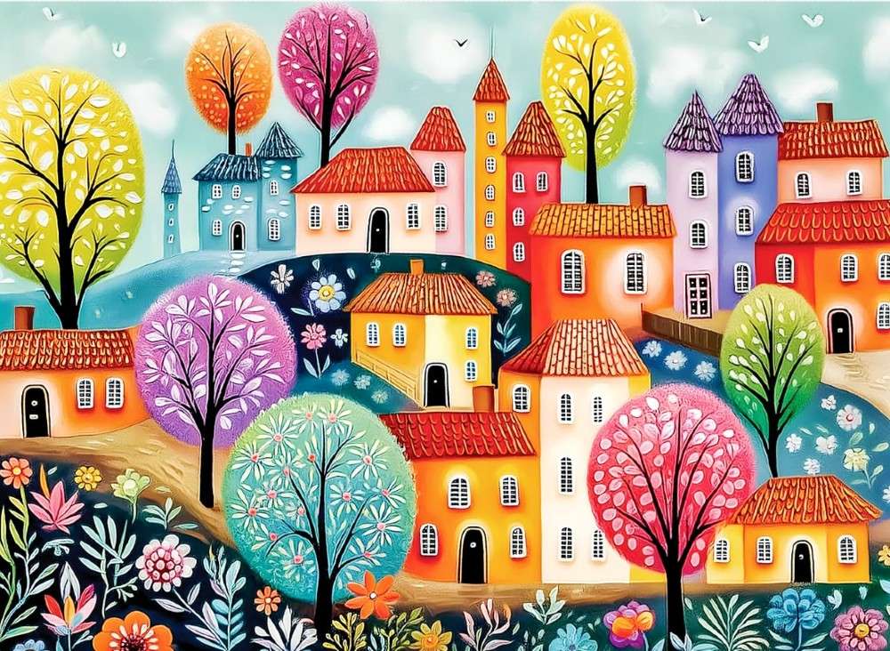 Ciudad colorida rompecabezas en línea