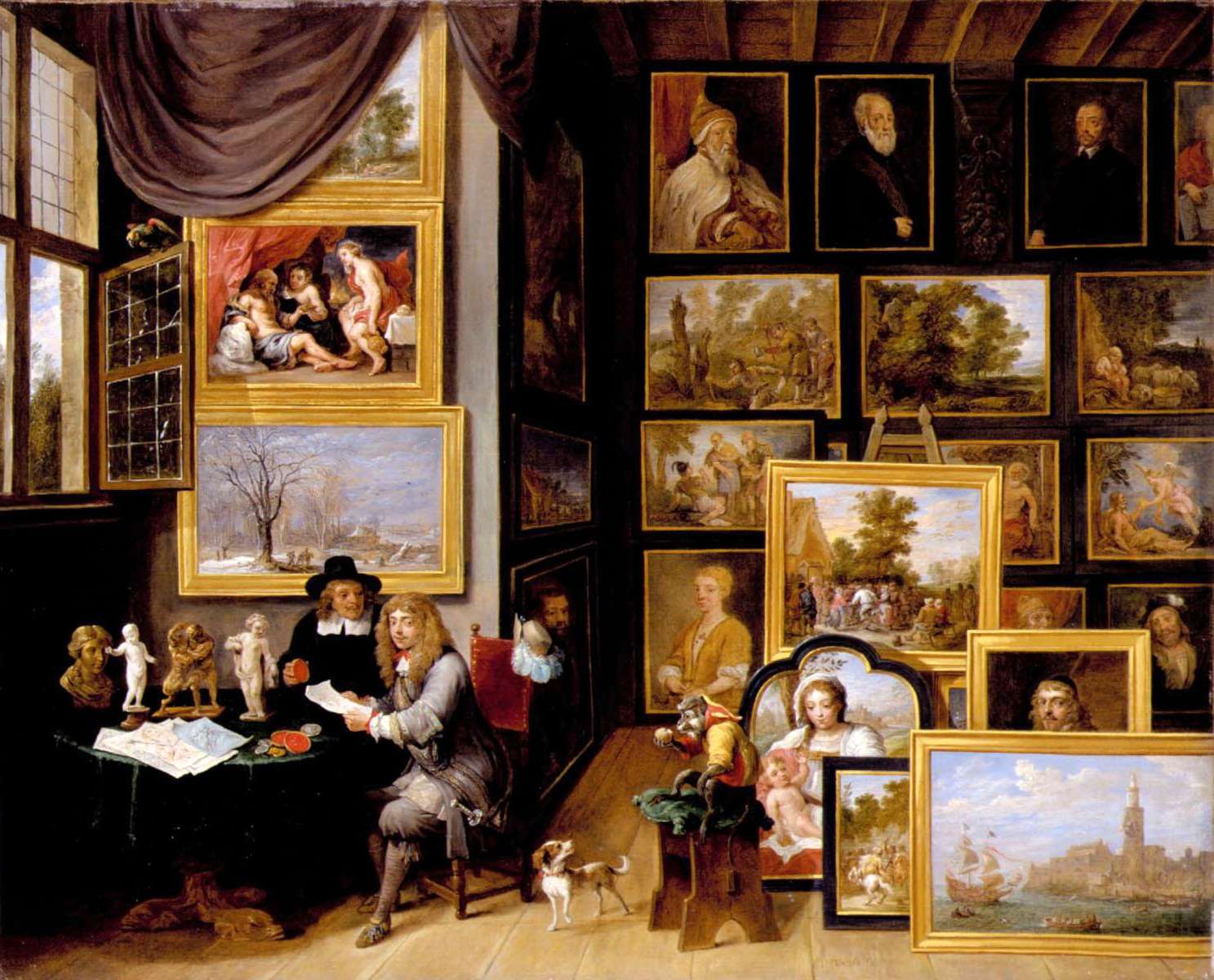 Tenier D II -1653- Two men examine seals jigsaw puzzle online