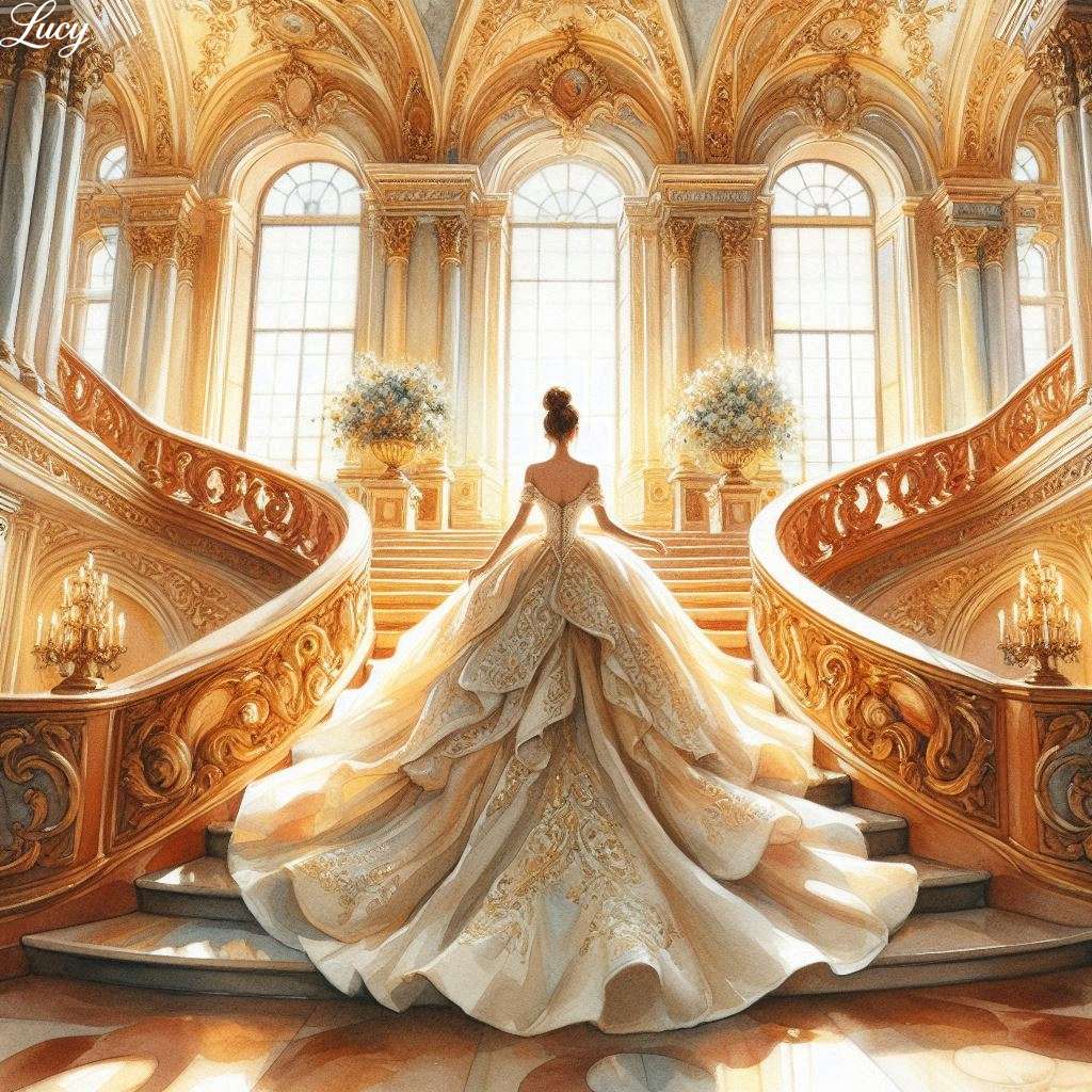 Sposa elegante in un voluminoso abito ricamato puzzle online