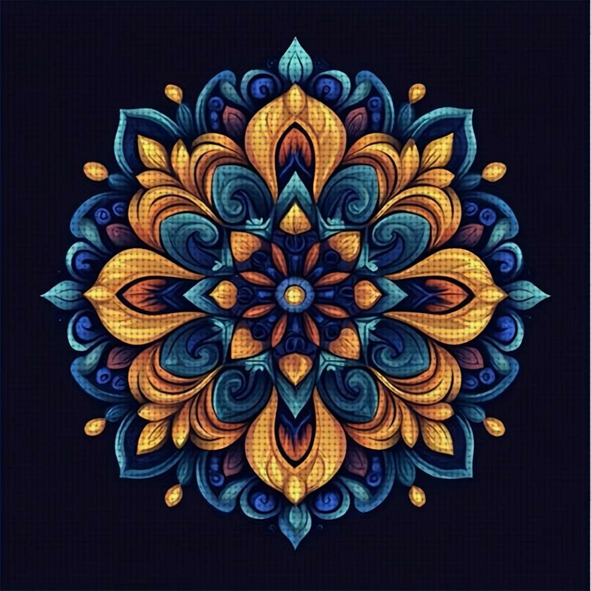 sárga és kék mandala online puzzle