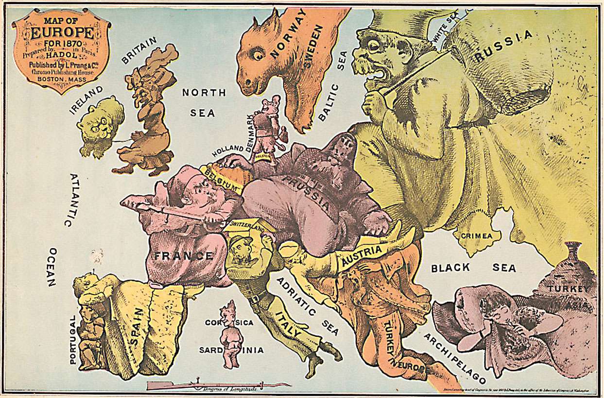 L. Prang + Co. -1870- harta de război a Europei puzzle online