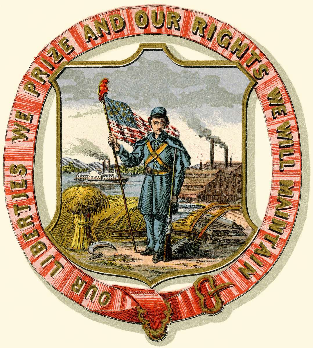 Prang L -1876- Wapenschild Iowa legpuzzel online