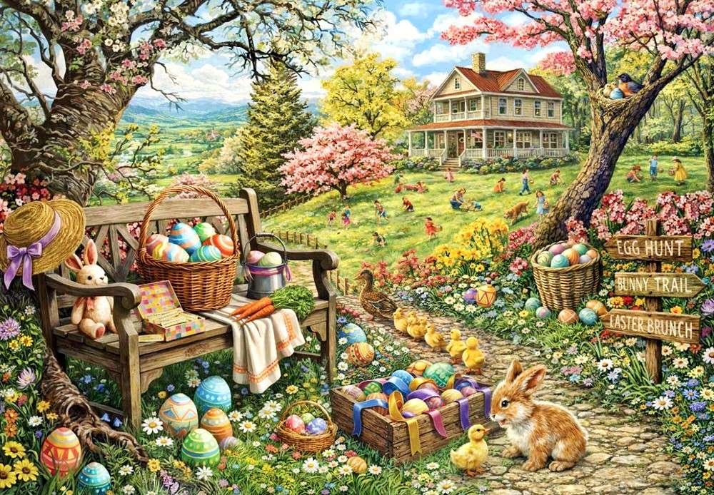 Paaseierenjacht op de heuvel legpuzzel online