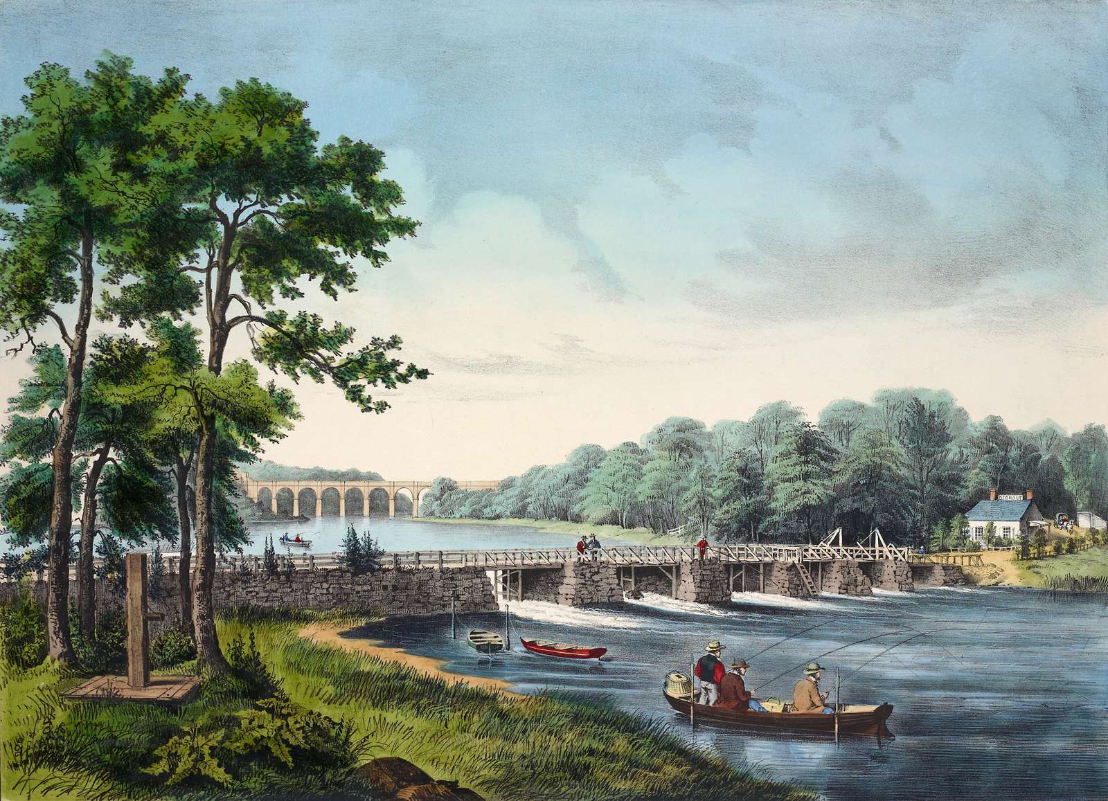 Currier en Ives -1852- Uitzicht op de rivier de Harlem legpuzzel online