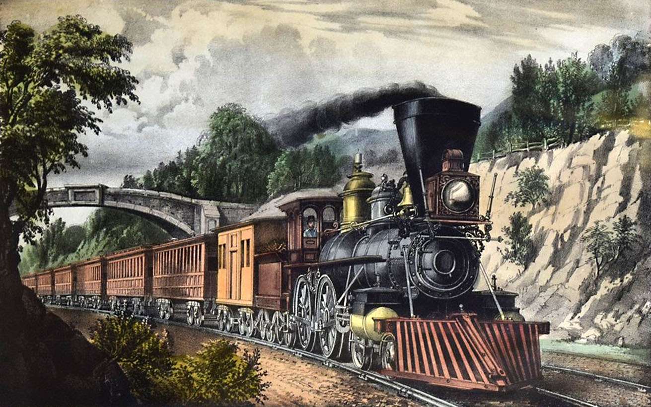 Currier and Ives -1870- The Express Train online puzzle