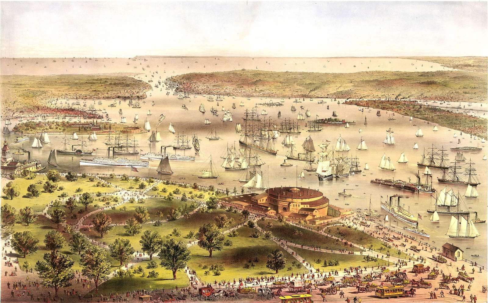 Parsons C -1872- New York-i kikötő légifelvétele kirakós online