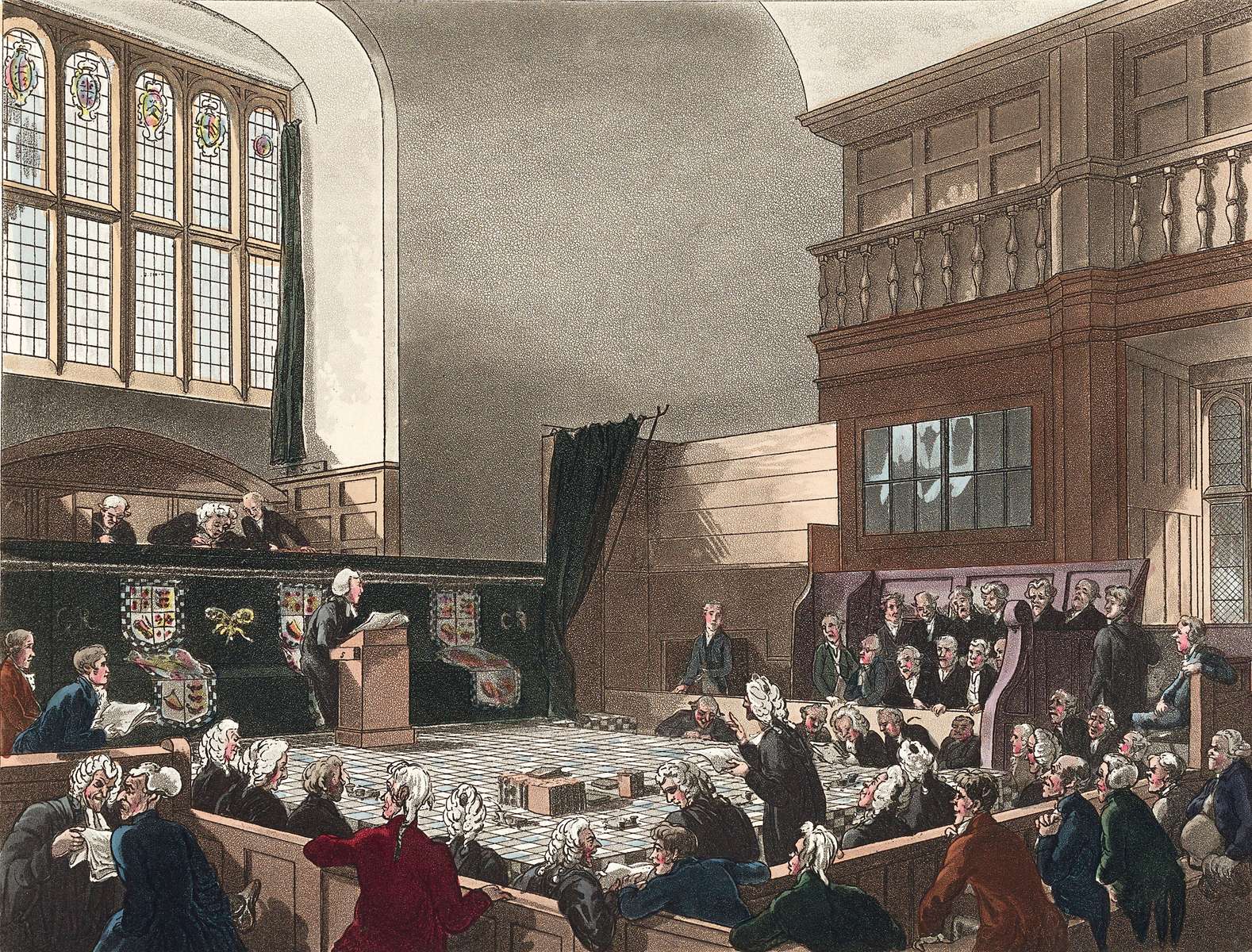 Pugin, Rowlandson-1808- Tribunal do Tesouro, Westminster quebra-cabeças online