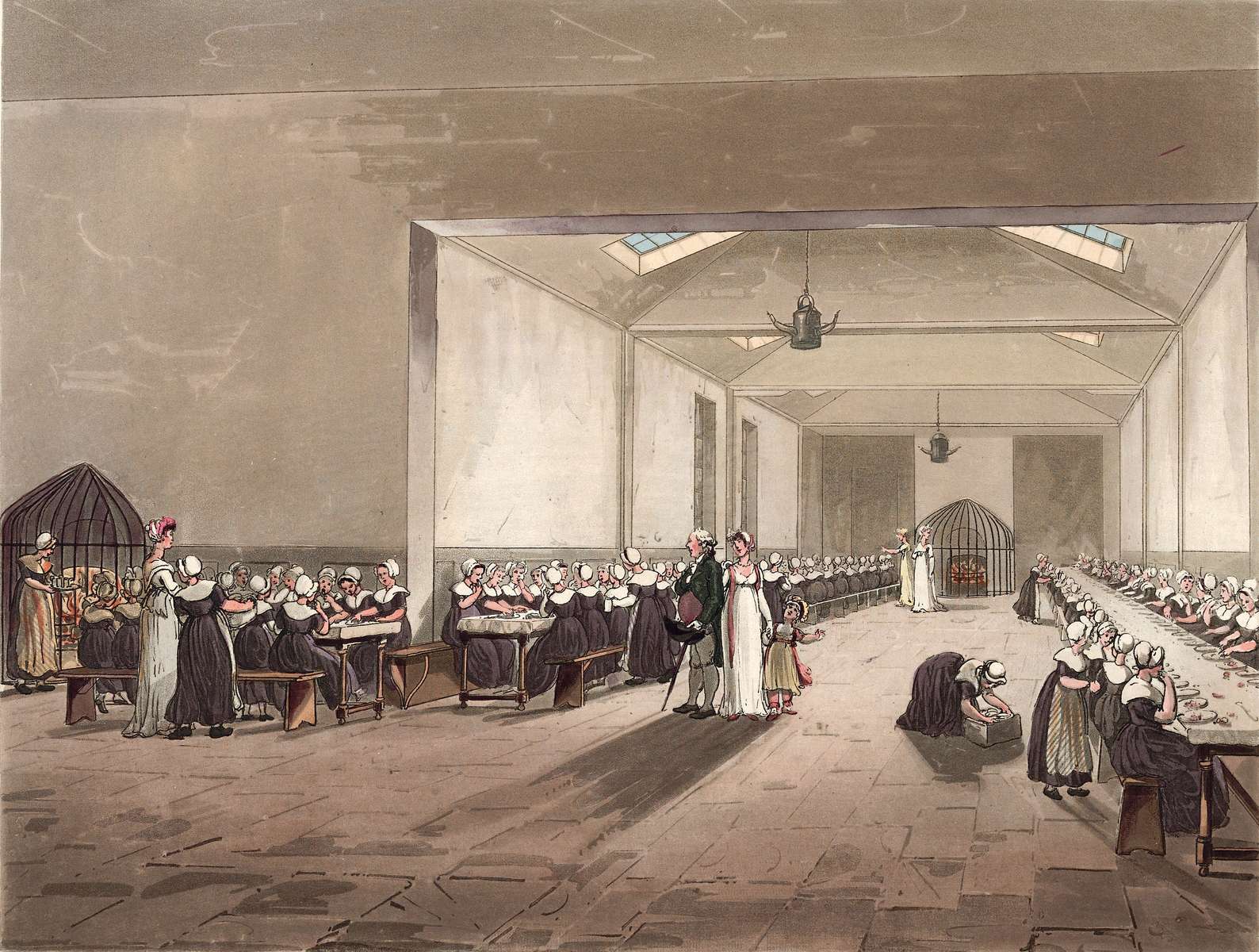 Pugin, Rowlandson-1808- Ebédlő a női menedékházban online puzzle