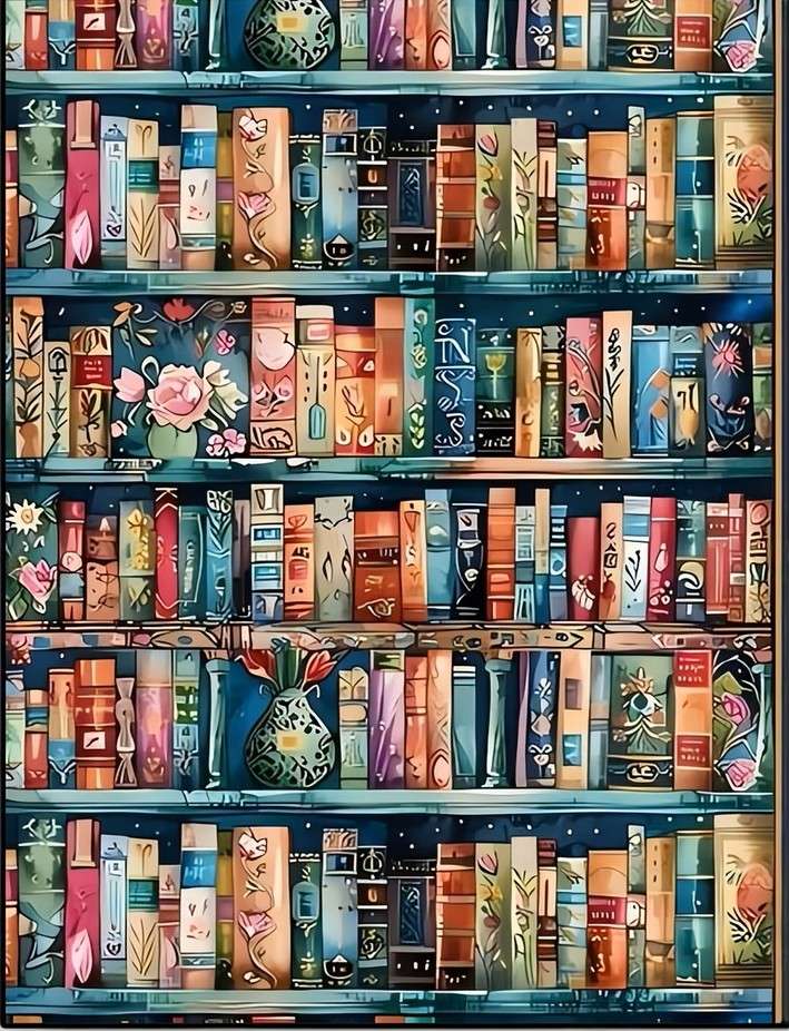 Bibliotheksregal mit Büchern Online-Puzzle